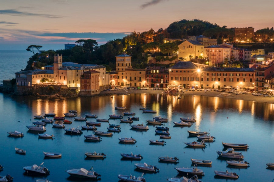 Sestri Bay at night